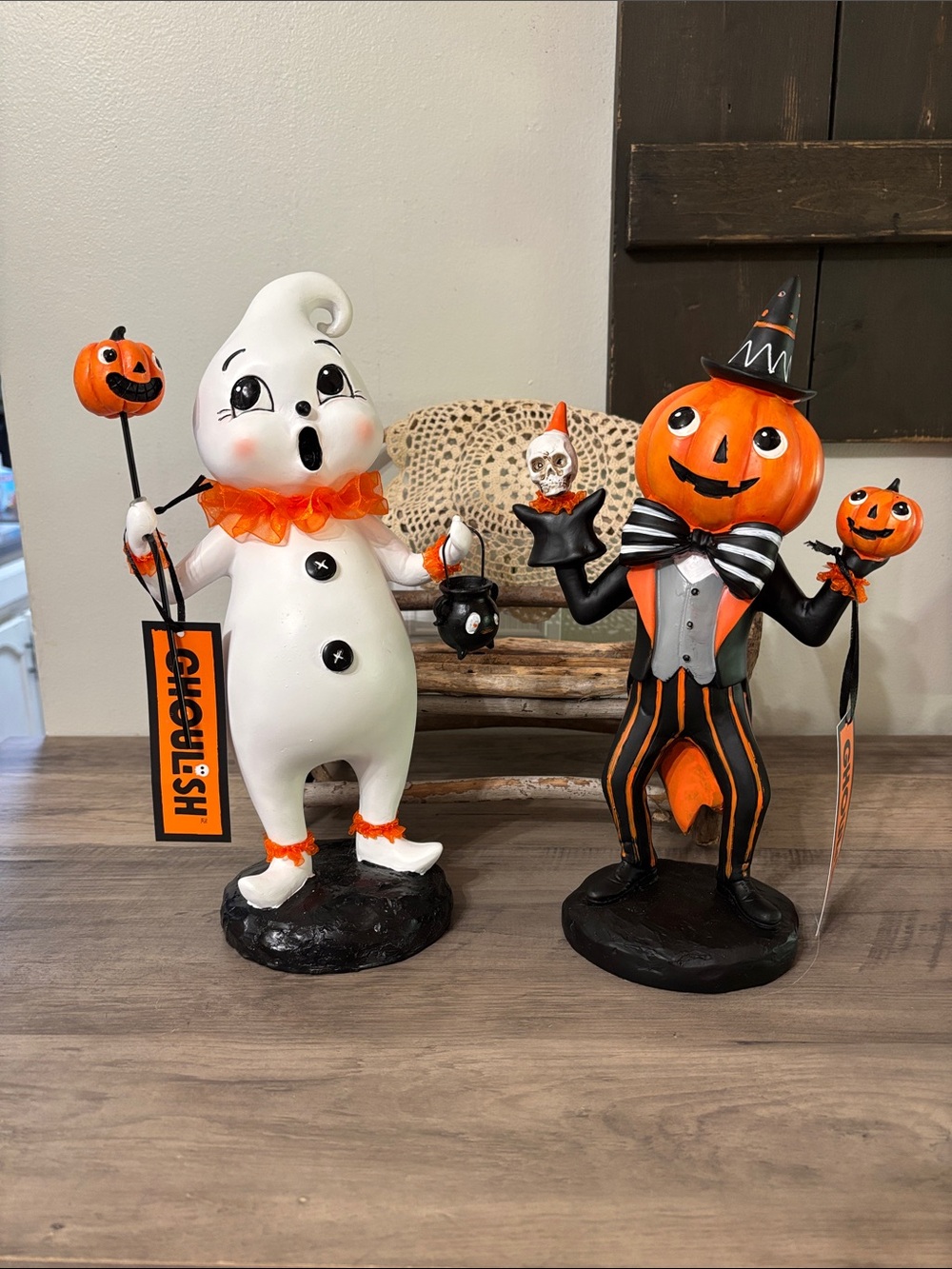 NWT GHOULISH VINTAGE RETRO INSPIRED Halloween PUMPKIN JACK & CARNIVAL GHOST